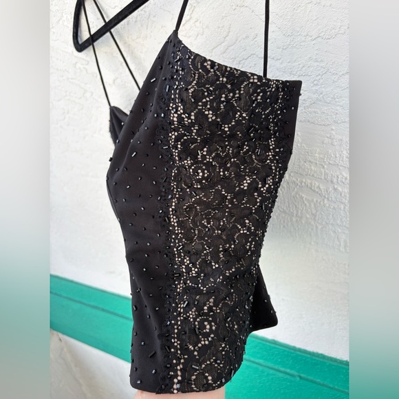 Niki Vintage Beaded Evening Tank Top Size 10 Lace Spaghetti Strap - Picture 4 of 7